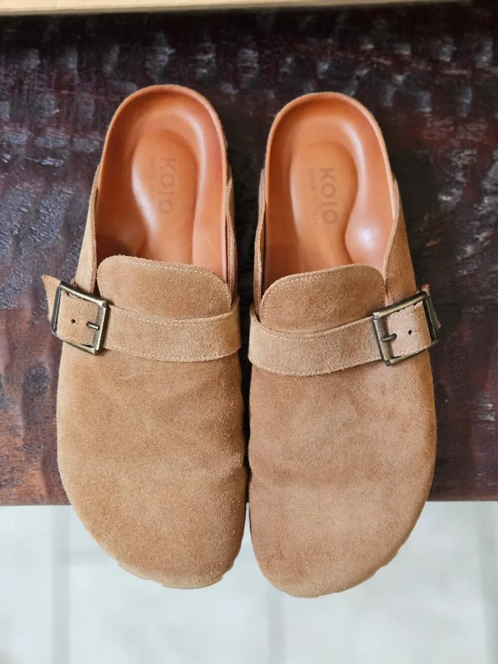 KOIO Men's Salerno Suede Clogs, Camel, Sz EU 45 / US 12